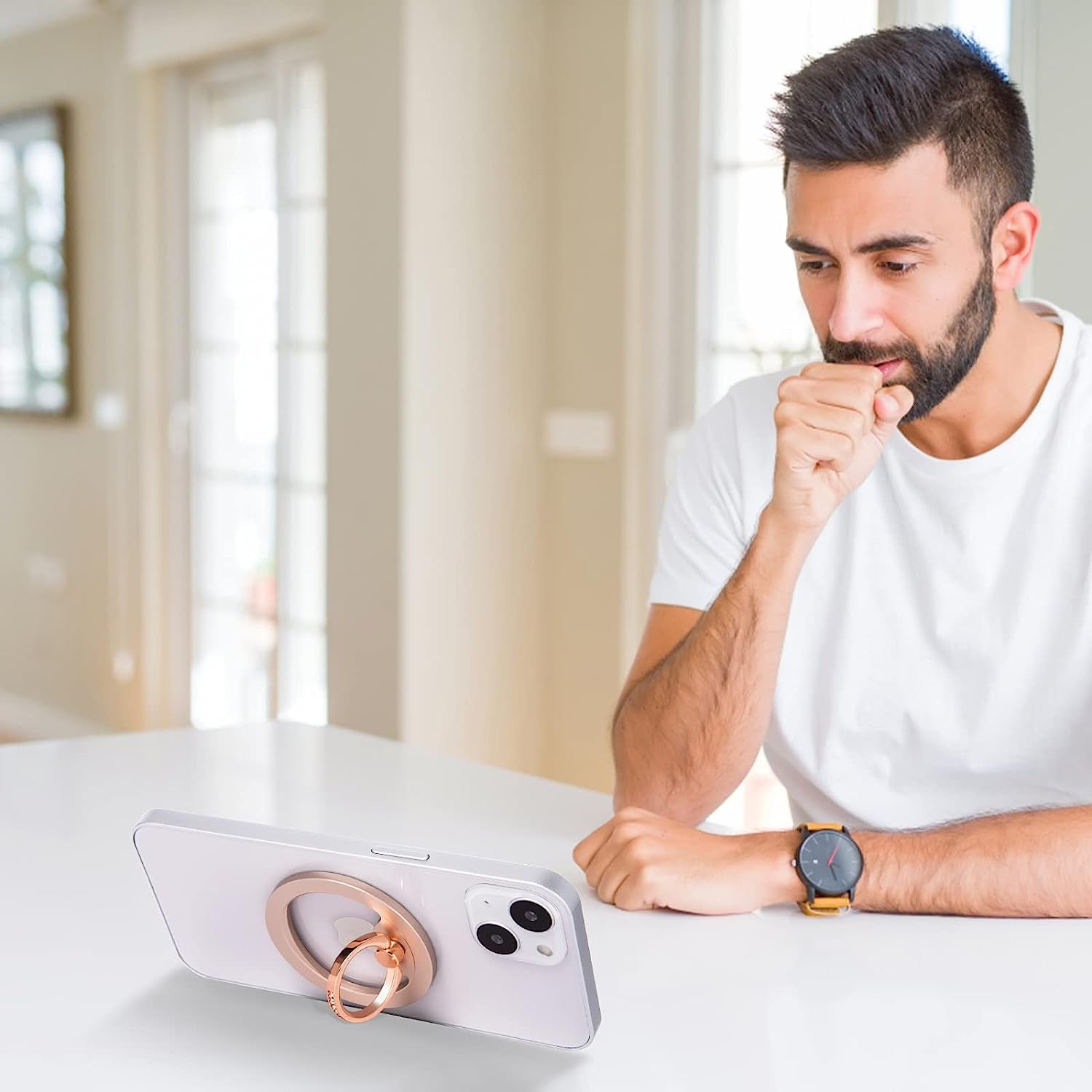 Magnetic Phone Grip (Maggo) Removable Phone Holder Stand Adjustable Finger Ring Grip Compatible with Magsafe for All Smartphone/Case (Rose Gold)  Shenzhen Debao Keji Youxian Gongsi   