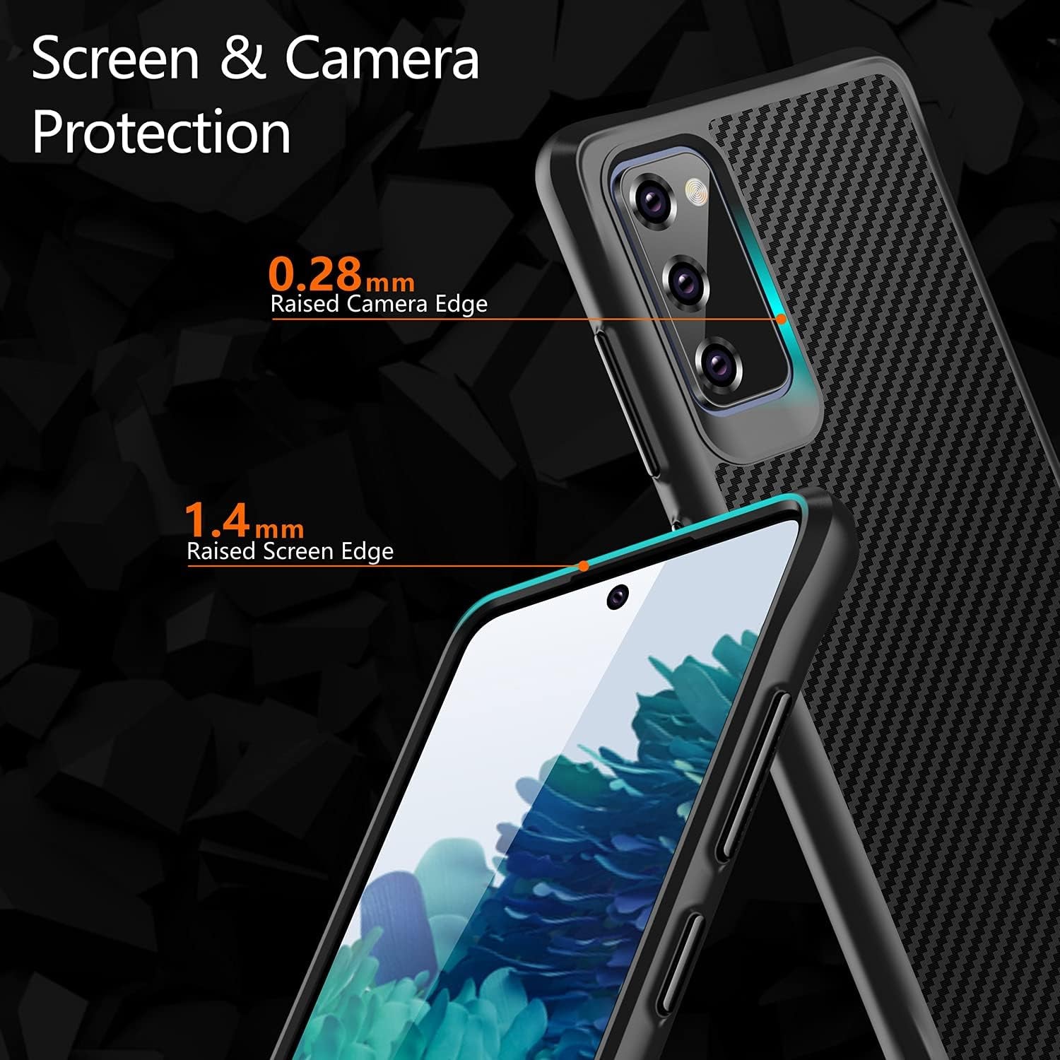 Rayboen Case for Samsung Galaxy S20 FE, Carbon Fiber Design [Military Grade Protection] Heavy Duty Shockproof Protective Case, Anti-Scratch Ultra Slim Cover for Galaxy S20 FE 5G, 6.5 Inch Black  Rayboen   