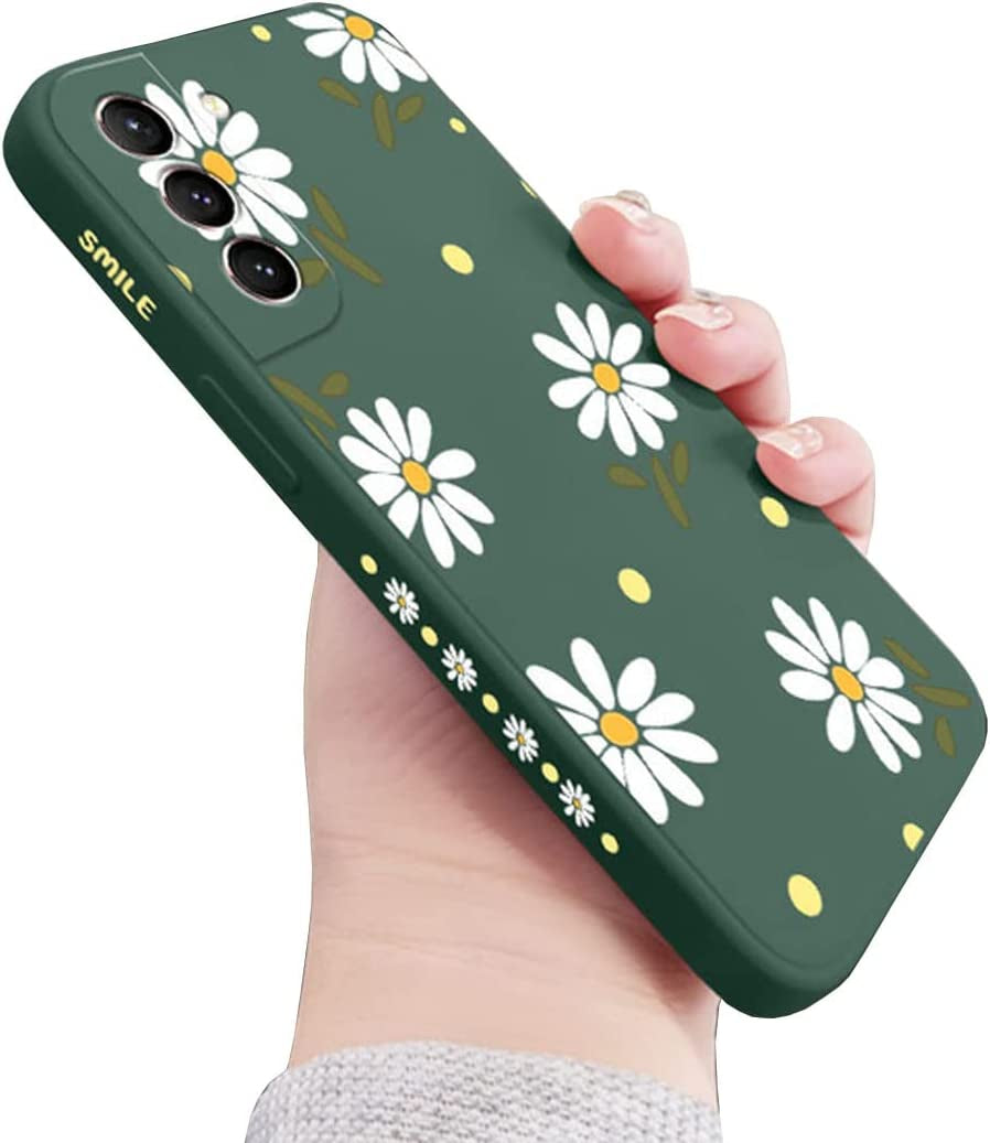 Sunswim Galaxy S21+ plus Case - Cute Daisy, Full Camera Lens Protection, Slim Shockproof TPU Bumper, Liquid Silicone, 6.7" - Purple  Sunswim Green  