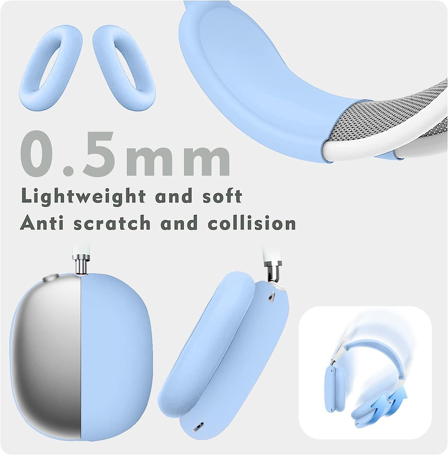 Aiaabq for Airpods Max Case Cover,Anti-Scratch Ear Pad Case Cover/Ear Cups Cover/Headband Cover for Airpods Max, Accessories Soft Silicone Skin Protector for Apple Airpods Max  Aiaabq   