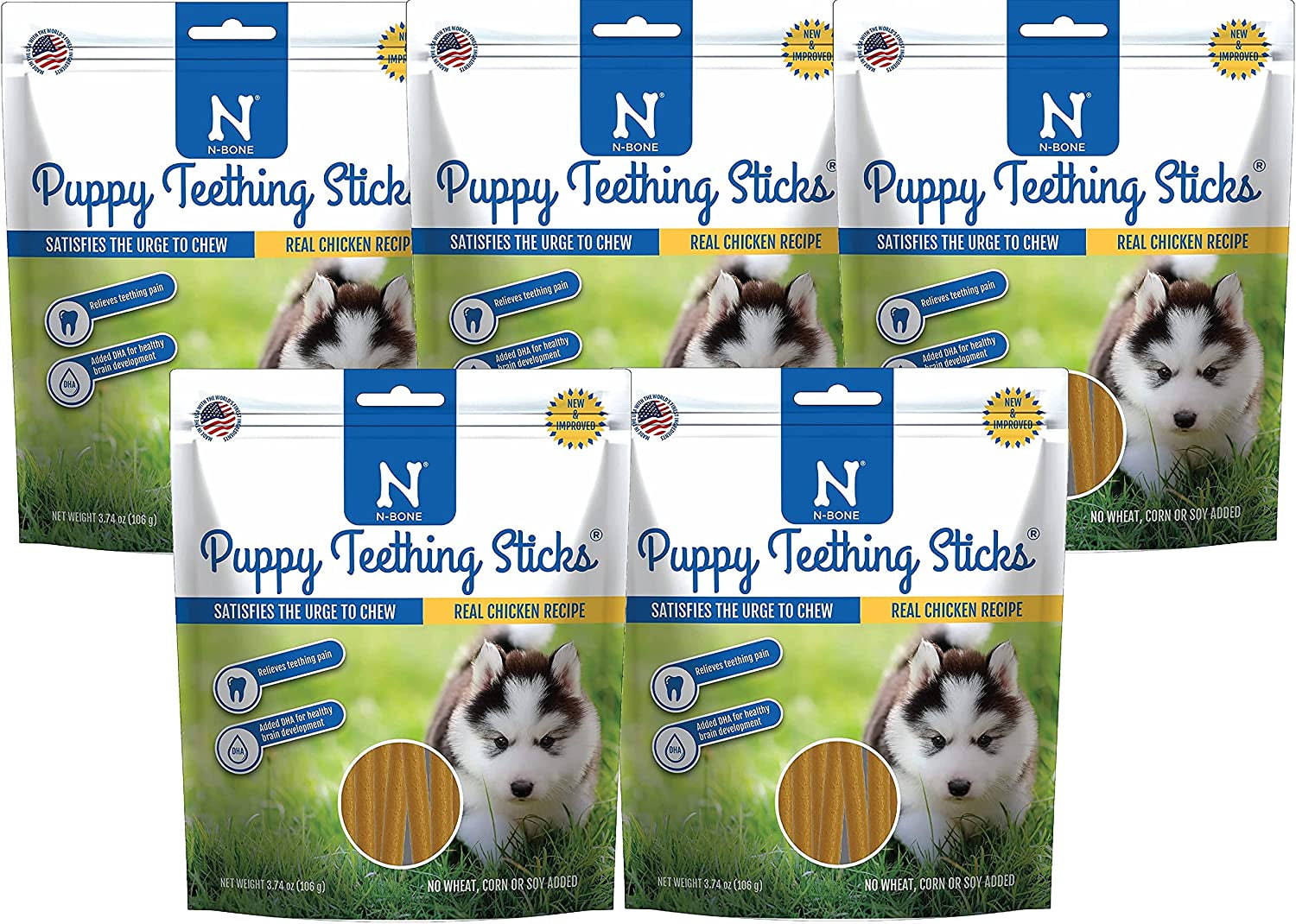 N-Bone Puppy Teething Treats,Chicken, 3.74 Oz (111150)  N-Bone Chicken 3.74 Ounce (Pack Of 5) 
