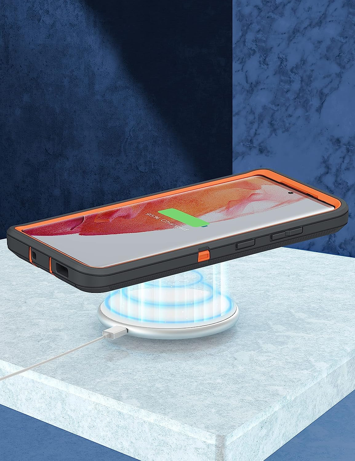 MXX Case Compatible with Galaxy S21 Ultra, 3-Layer Super Full Heavy Duty Body Bumper Cover/Shock Protection/Dust Proof, Designed for Samsung Galaxy S21 Ultra 5G (6.8 Inch) 2021 - (Orange/Gray)  MXx Accessories inc   