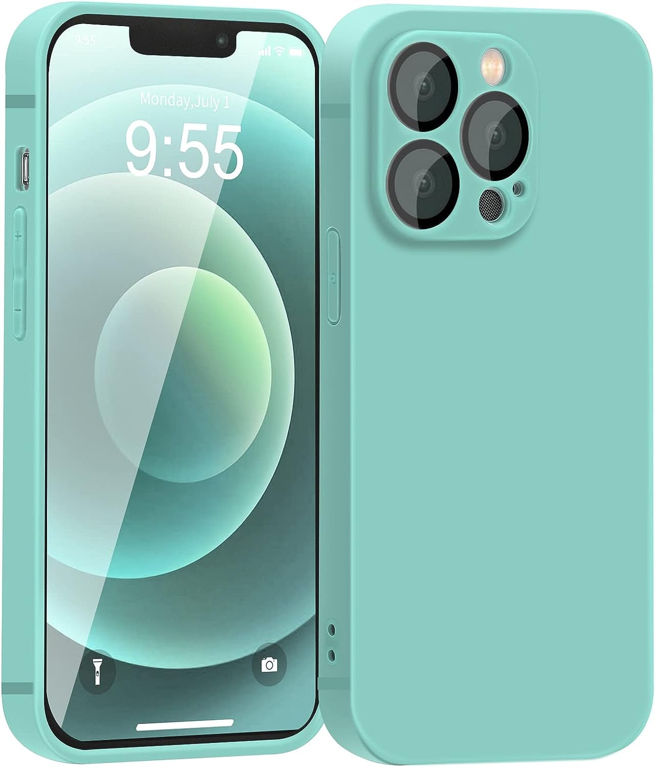 YZR Silicone Case for Iphone 12 Pro Max Case 6.7 Inch, Individual Protection for Each Lens, Liquid Silicone Phone Case with Microfiber Lining (Hawthorn Red)  YZR Light Cyan  