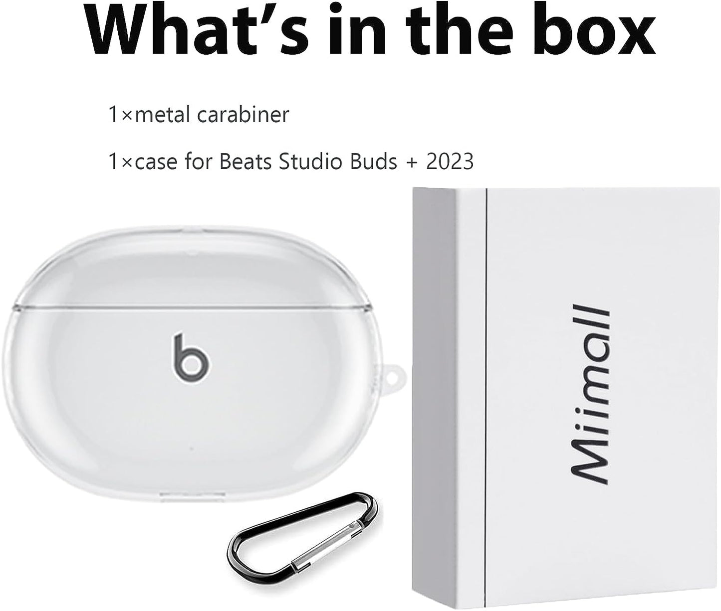 Miimall Compatible for Beats Studio Buds + Case Clear, [Anti-Yellowing][Portable Keychain] Shockproof Soft TPU Protective Cover Case for New Beats Studio Buds plus 2023/Studio Buds Buds Accessories  Miimall   