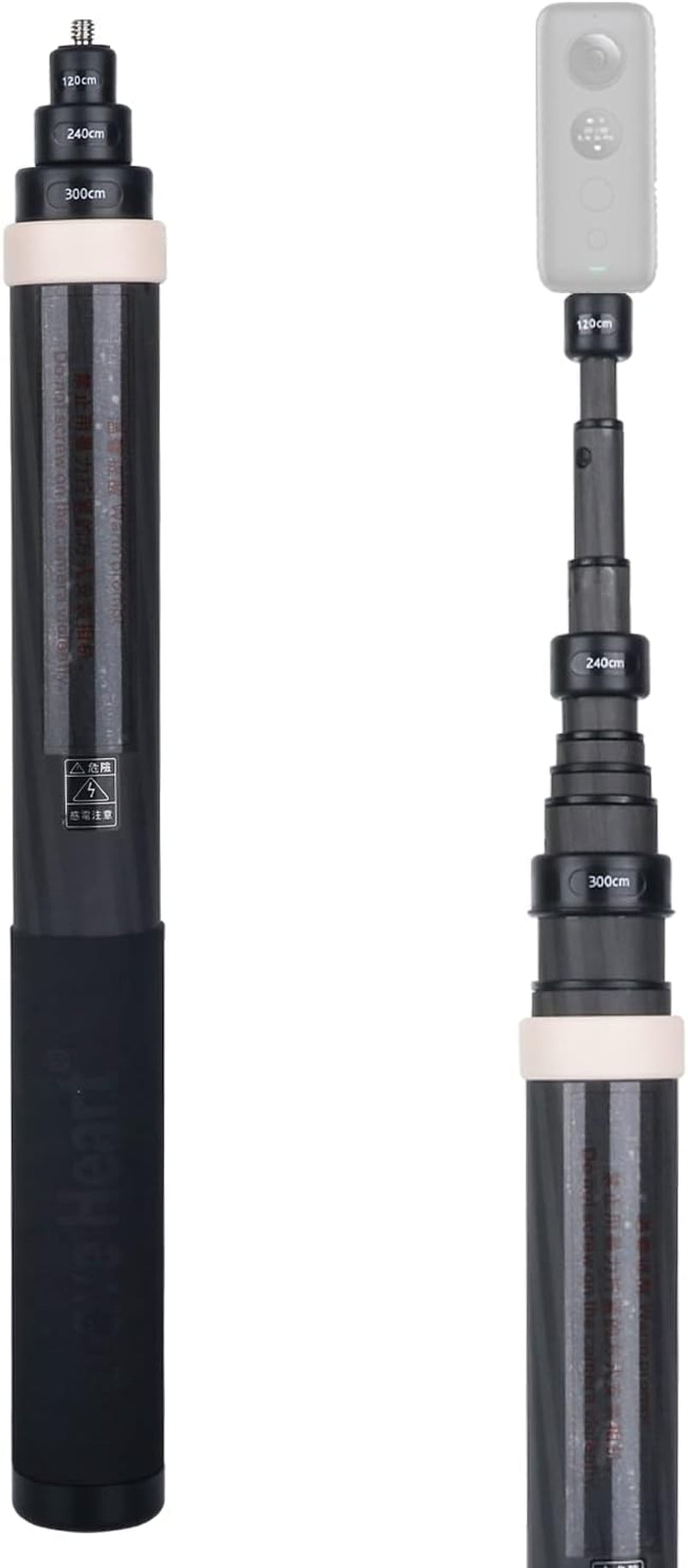 Extendable 36Cm-3M Carbon Fiber Invisible Selfie Stick for Insta360 Insta 360 ONE X3 X2 ONE RS ONE R ONE X for Gopro Panoramic Camera Accessories (Pink)  Lamgend Technology   