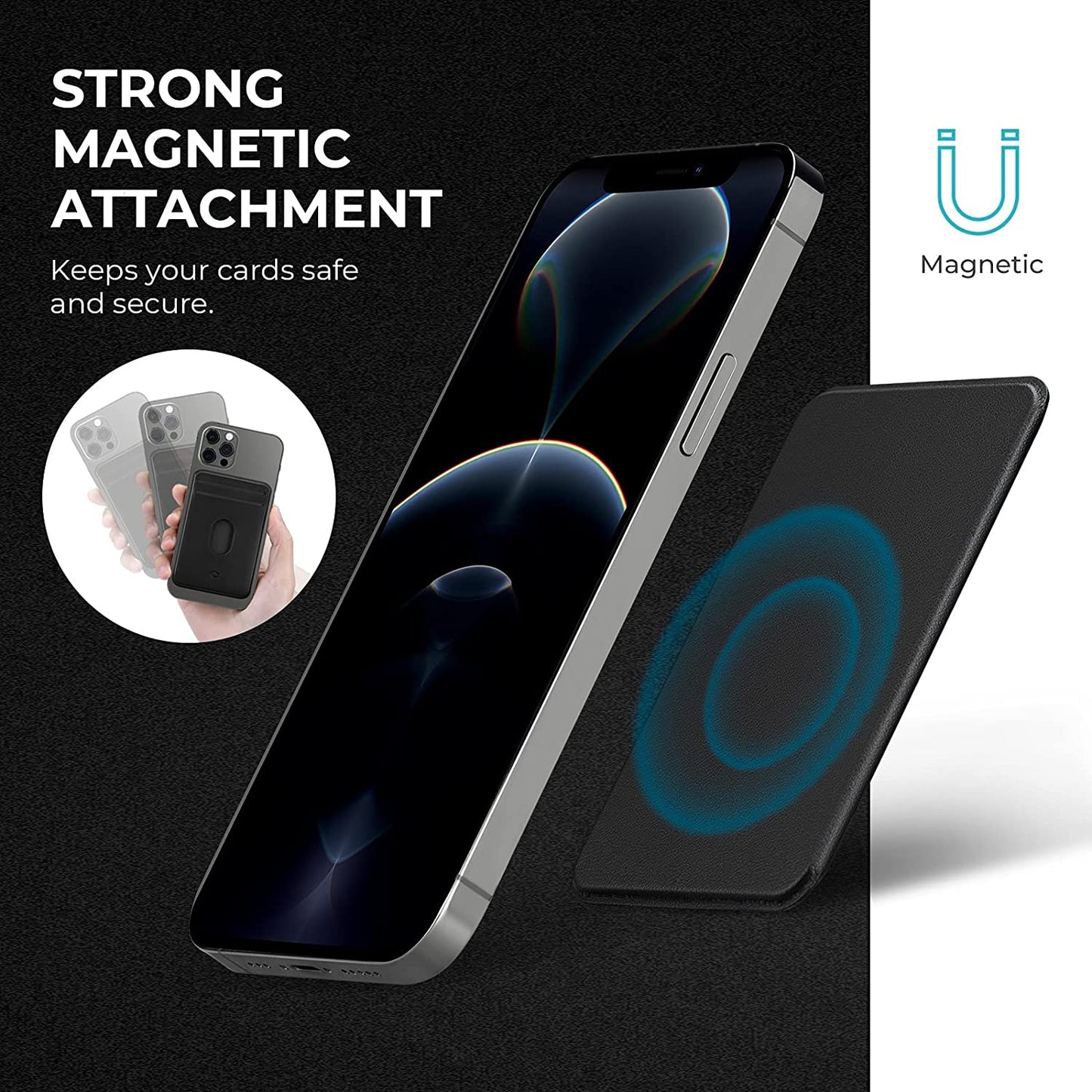 PITAKA Phone Card Holder [Magez Card Sleeve 3.0] Stick on Wallet for Credit or Business Cards, Compatible with Magsafe, Magez Case for Iphone 14/13/12 and Galaxy S23/S22 - PU Leather, Black  pitaka   