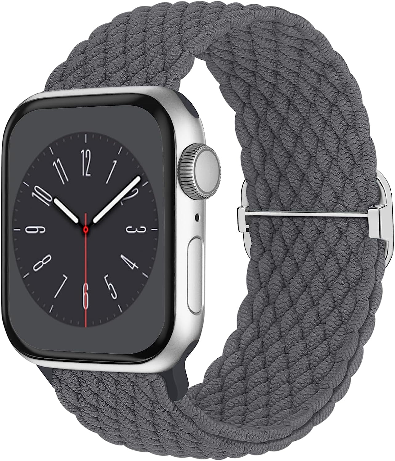 Braided Solo Loop Compatible with Apple Watch Band 38Mm 40Mm 41Mm 42Mm 44Mm 45Mm 49Mm for Women Men, Stretchy Straps Elastic Sport Wristbands for Iwatch Series 8 7 6 5 4 3 2 1 SE Ultra  Butifacion Dark Grey 38/40/41mm 
