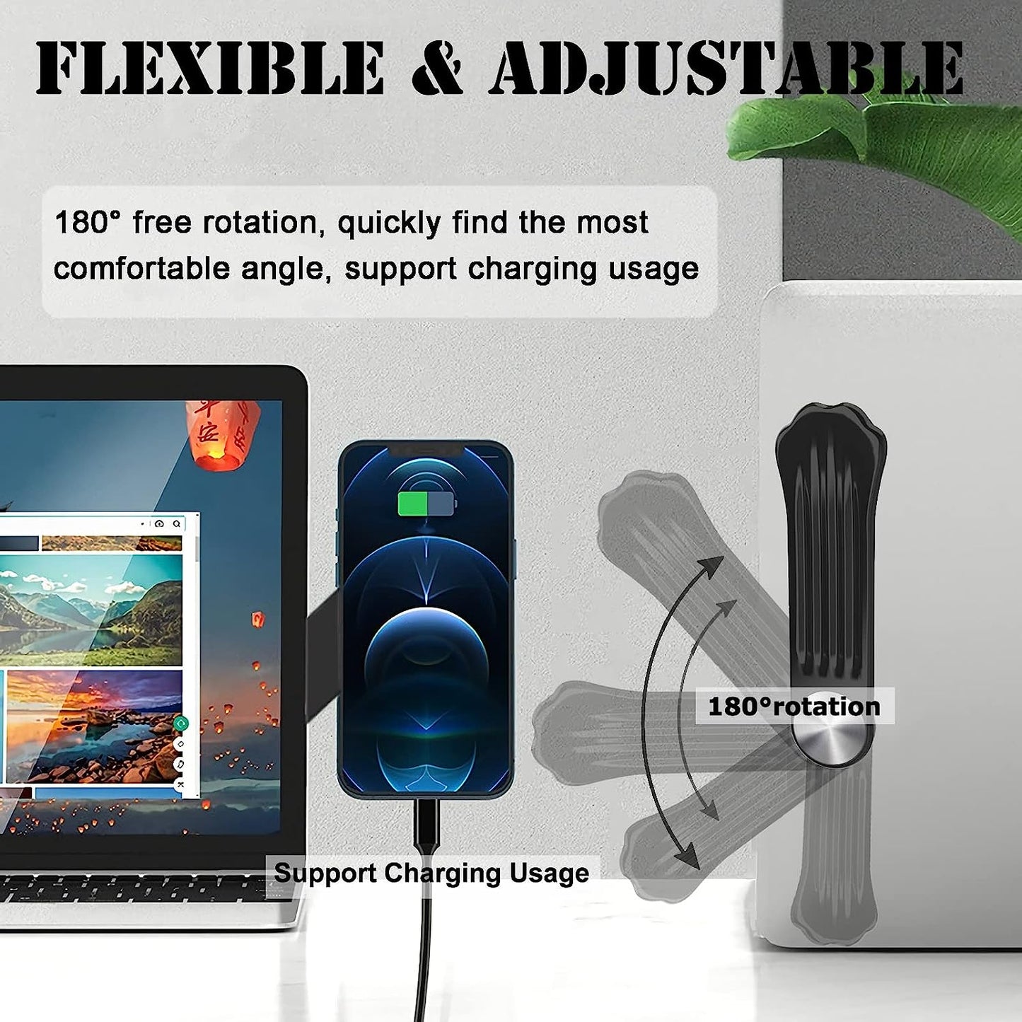 Monring Kitty Paw Laptop Phone Holder,Slim Magnetic Adjustable Cell Phone Stand,Universal Laptop Phone Mount for Monitor Top/Side, Black, 4.7X1.3X0.2 Inch  Monring   