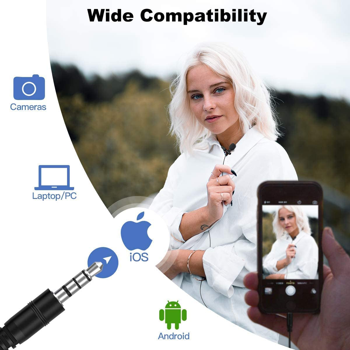 Lavalier Microphone, Moman S6E Mini Lapel Mic Omnidirectional Condenser for 6M 360°Recording for Smartphone Camera PC Laptop Youtube Interview Video Vlogging, Lavalier-Microphone-Lapel-Phone-Camera  SYNCO   