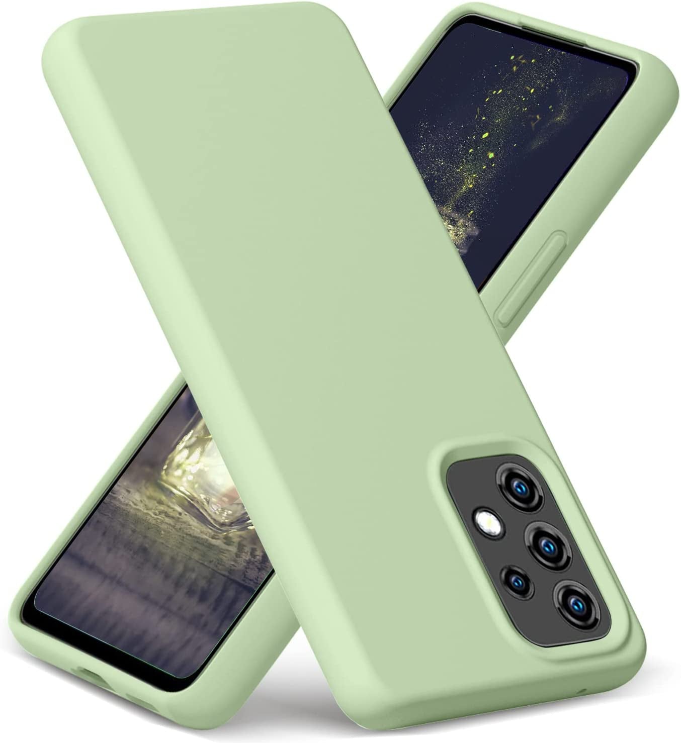 Gueen Compatible with Samsung Galaxy A53 5G Case, Premium Liquid Silicone, with [Camera Protection] [Soft Anti-Scratch Microfiber Lining] Full Body Shockproof Protective Phone Case - Hot Pink  Gueen Matcha  