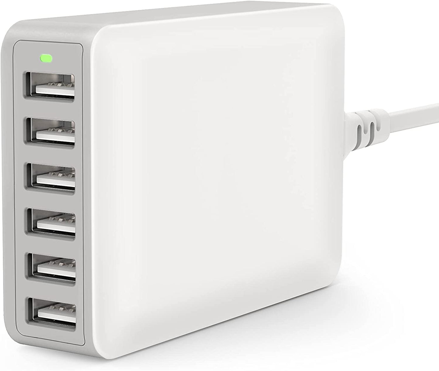 USB Charger 60W USB Charging Hub 12A 6-Port Desktop USB Charging Station with Multiple Port Compatible with Iphone 14 Pro Max 13 Pro Max Mini 12 Pro Max, Ipad Pro Air Galaxy S23 Edge Note Tablet Black  Rolvse 60W-USB-A-Gray White  