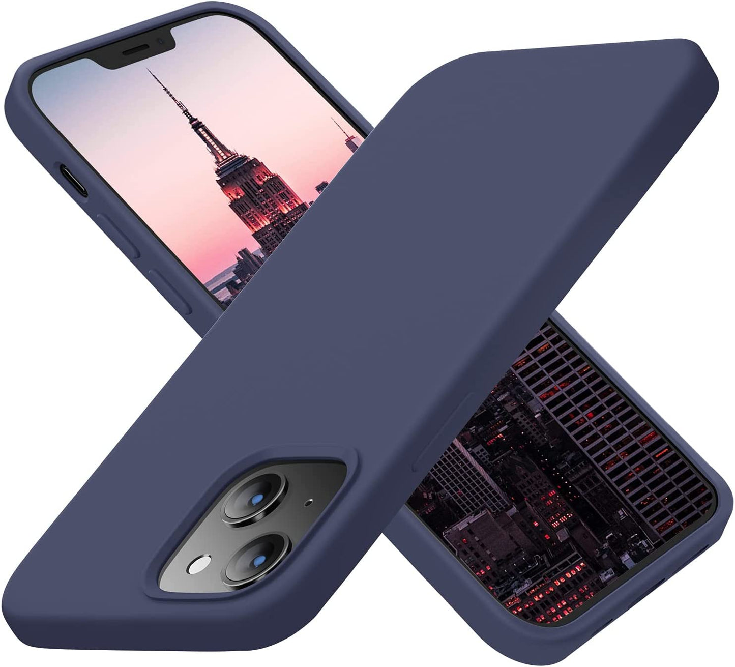 Cordking Designed for Iphone 13 Case, Iphone 14 Case, Silicone Ultra Slim Shockproof Protective Phone Case with [Soft Anti-Scratch Microfiber Lining], 6.1 Inch, Blue  Cordking Navy blue  