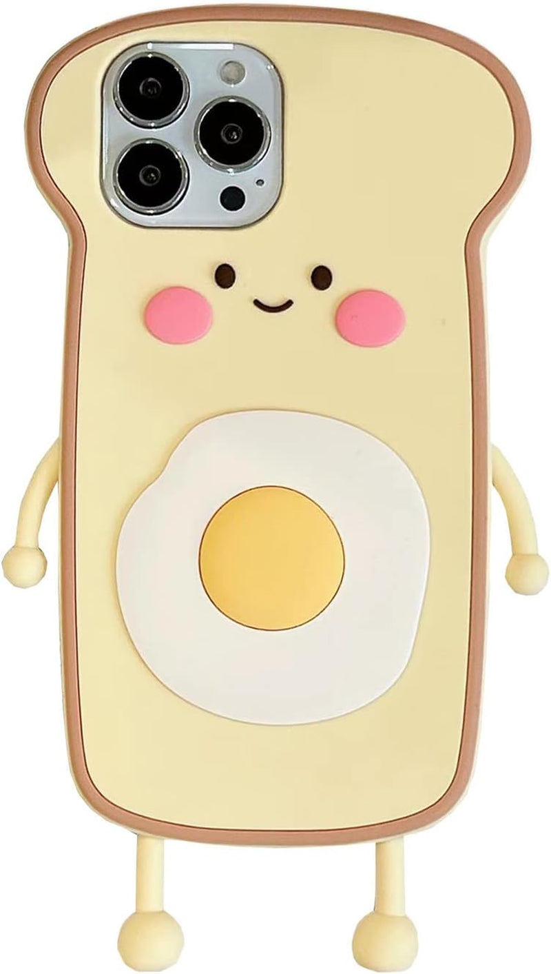 YAKVOOK Kawaii Phone Cases for Iphone 12/12 Pro,Cute Cartoon Cookies Bear Phone Case with Bubble Tea Phone Case 3D Iphone 12/12 Pro Case Soft Silicone Shockproof Cover for Women Girls  Yatchen Egg Toast Iphone 14 Pro 