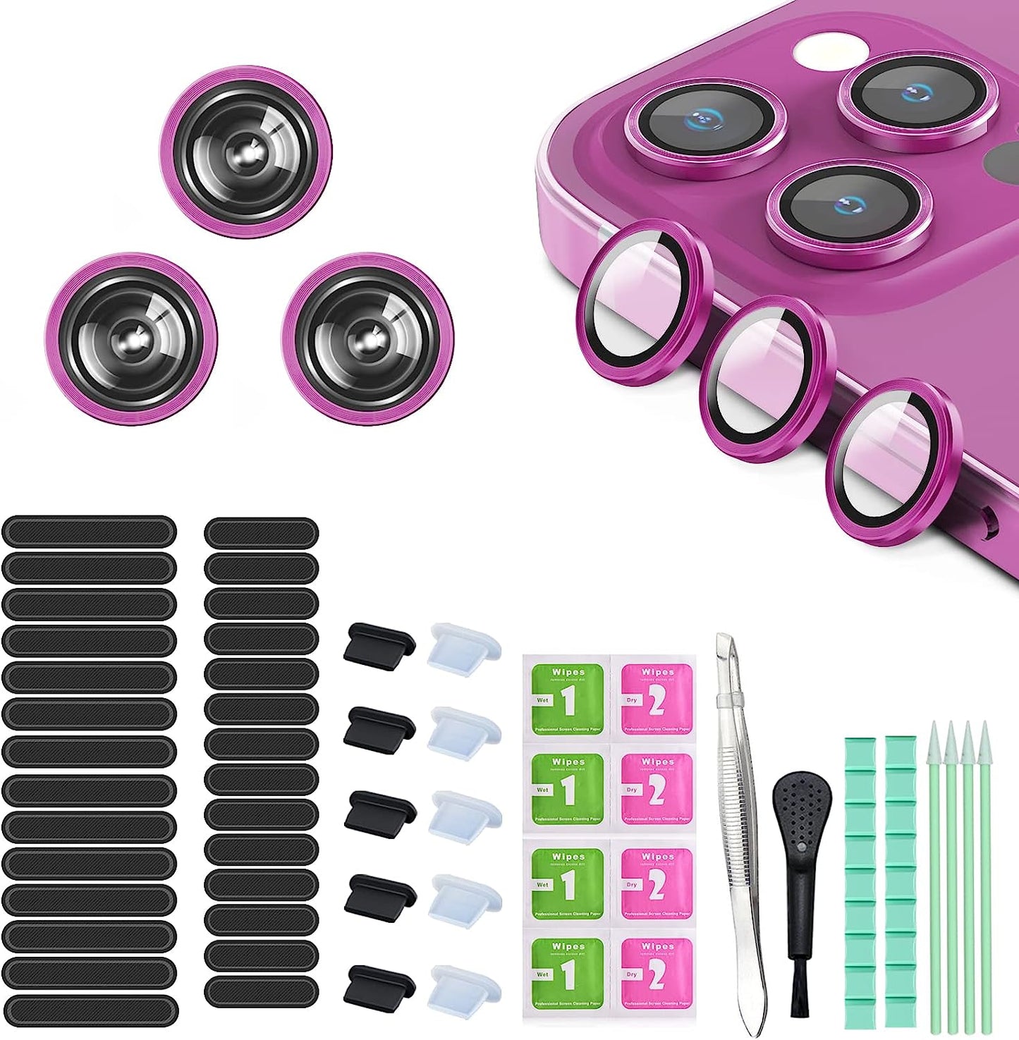 16 PCS Iphone Metal Speaker Dust Cover (8PCS Black and 8PCS Silver) 2PCS Iphone Metal Dust Plug 10PCS Silicone Dust Plugs,With Cleaning Tools Compatible Iphone 12/13 /14 Pro/Pro Max/Iphone Series  Pohgelan green iphone 14Pro/Pro Max 