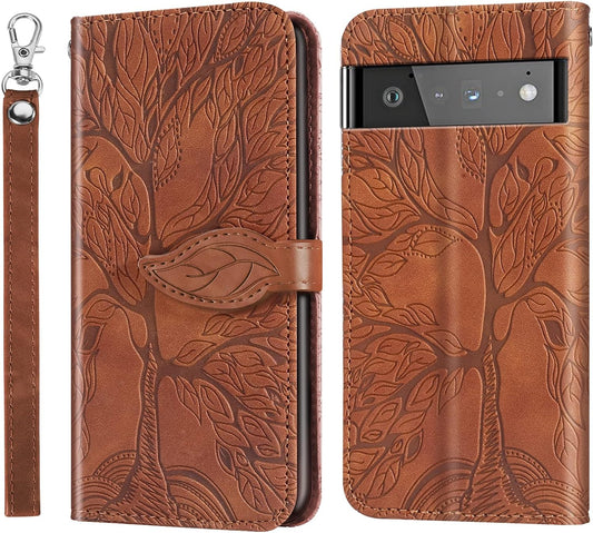 Varohix Google Pixel 6 Wallet Case with Card Holder/Slot,Pu Leather Folio Flip Shell [Kickstand][Magnetic Closure][Wrist Strap] Shockproof Cover Fit Google Pixel 6(6.4''),Brown  Varohix   