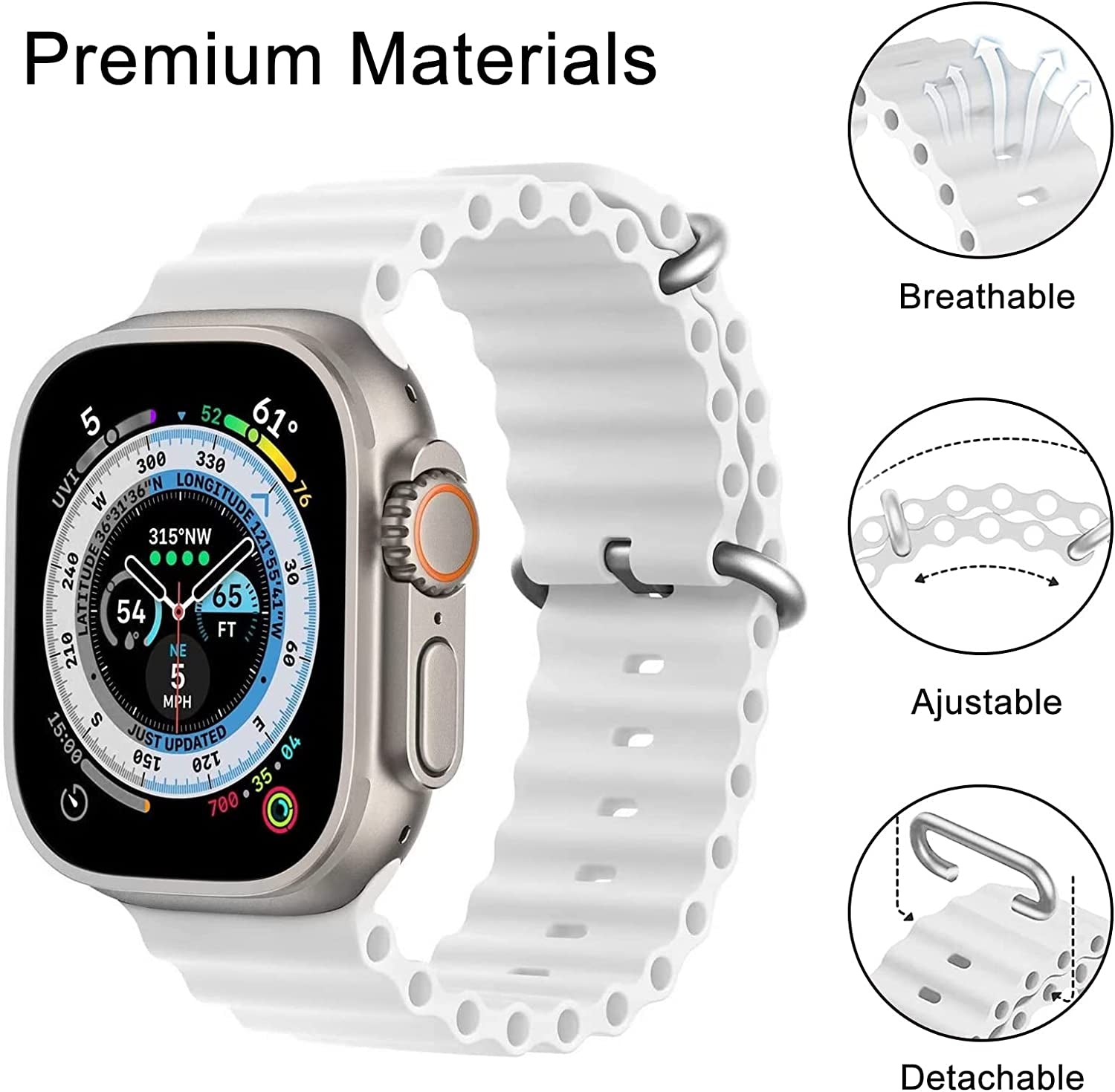 Omee Stretchy Solo Loop Compatible with Apple Watch Band 38Mm 40Mm 41Mm 42Mm 44Mm 45Mm 49Mm, Breathable Trail Loop+Alpine Loop+Ocean Band for Iwatch Serie 8 Ultra 7 6 SE 5 4 3 2 1, 8 Pack  omee   