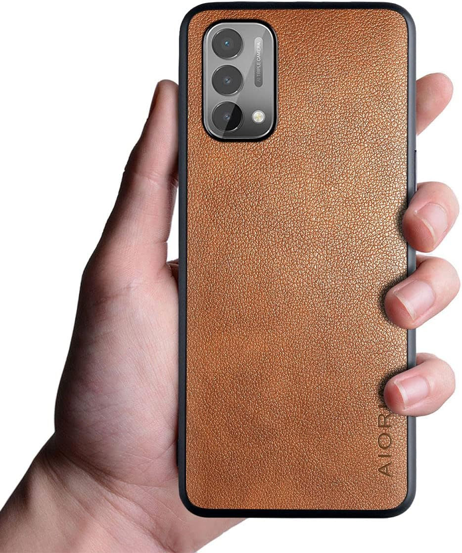 Aioria for Oneplus Nord N200 5G Case, 6.49 Inch Premium PU Leather Phone Cover Retro Design Full Protective Case for Oneplus Nord N200 5G (Black)  Aioria Orange  