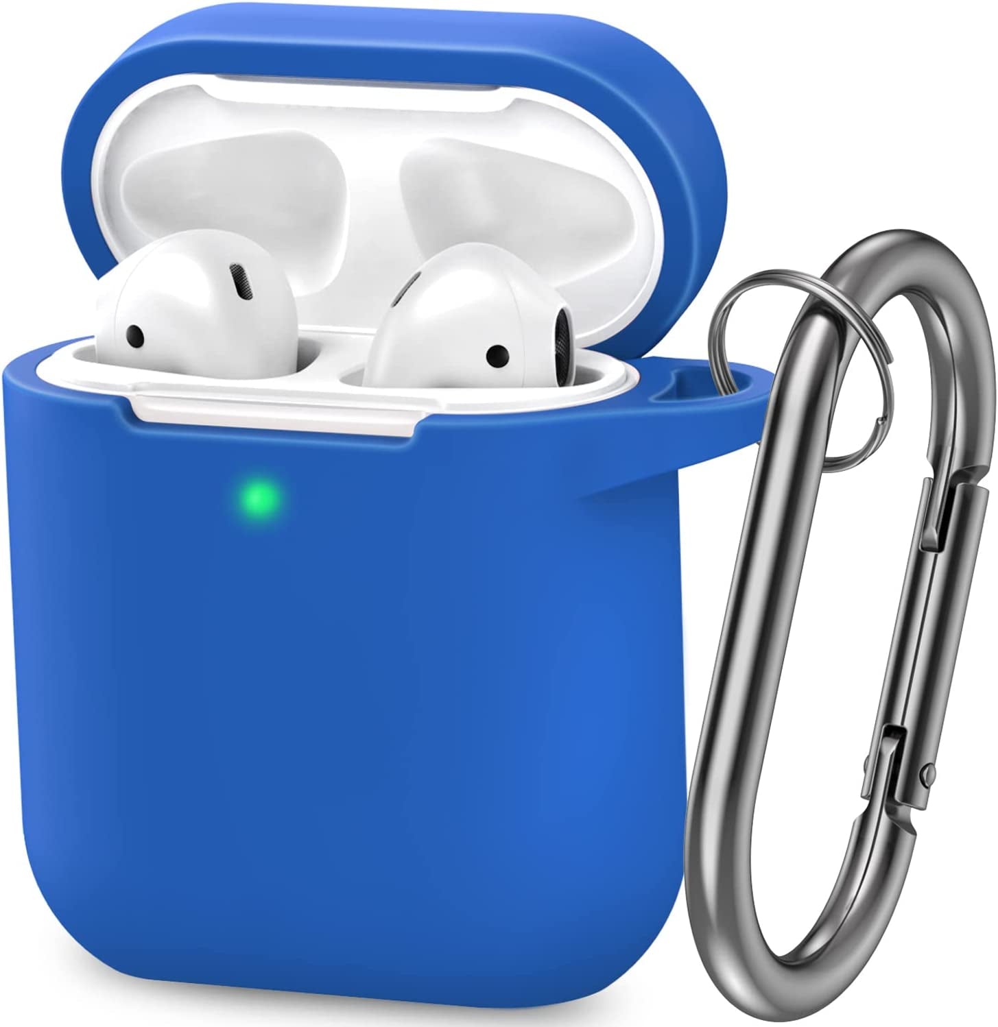 ATUAT Airpods Case Cover, Full Protective Silicone Skin Dust-Proof Designed for Apple Airpods 1St 2Nd Generation with Keychain, Front LED Visible, Midnight Blue  ATUAT C-Blue  