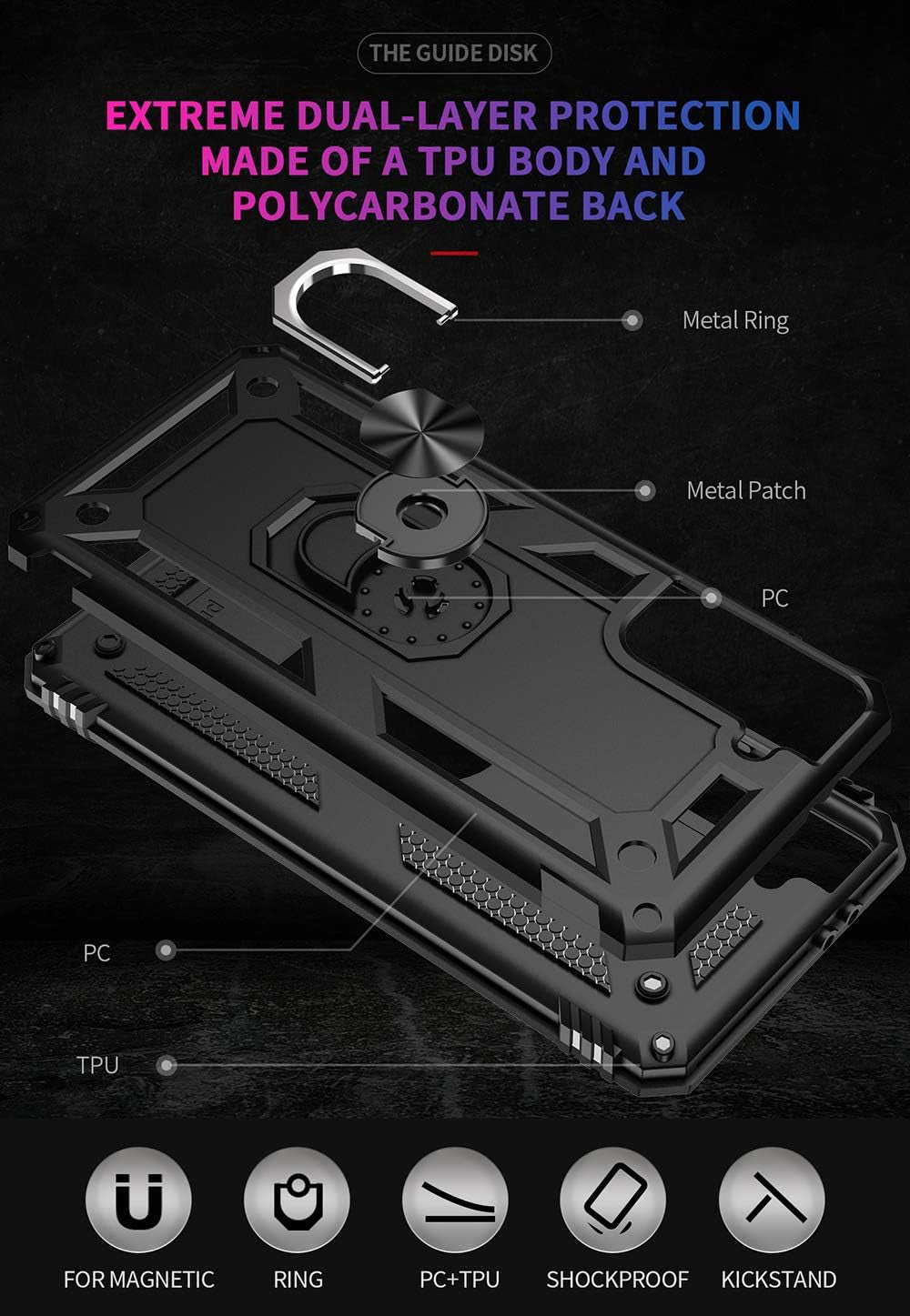 Military Grade Drop Impact for Samsung Galaxy S21 plus Case Galaxy S21 plus 5G Case 360 Metal Rotating Ring Kickstand Holder Armor Heavy Duty Shockproof Case for Galaxy S21 plus Phone Case (Black)  Dionsibei   