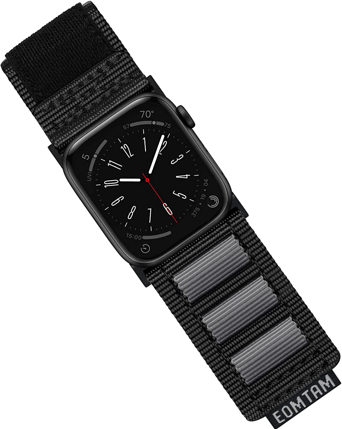 EOMTAM Width 30MM Men Soft Nylon Strap for Apple Watch Band Ultra 49Mm 45Mm 44Mm 42Mm 41Mm 40Mm 38Mm, Rugged Sport Woven Adjustable Wristband for Iwatch Series 8 SE 7 6 5 4 3  EOMTAM Black-Gray2 42/44/45/49MM 