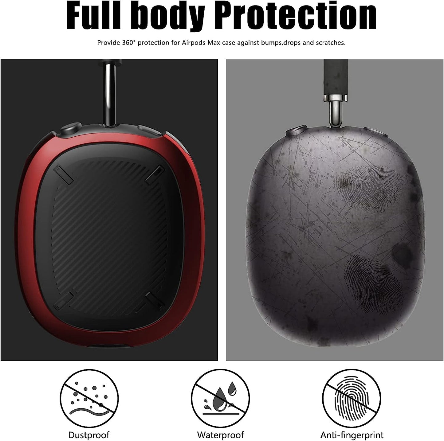 Case Cover for Airpods Max Headphones, TPU Anti-Scratch Ear Cups Cover for Airpods Max, Hard Rugged Shockproof Accessories Protective Cover for Apple Airpods Max (Red)  PonKet   