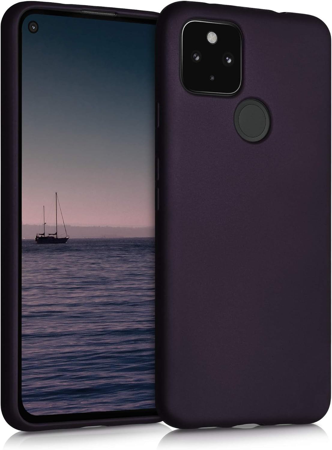 Kwmobile Case Compatible with Google Pixel 4A 5G Case - Soft Slim Protective TPU Silicone Cover - Antique Stone  kwmobile Metallic Berry  