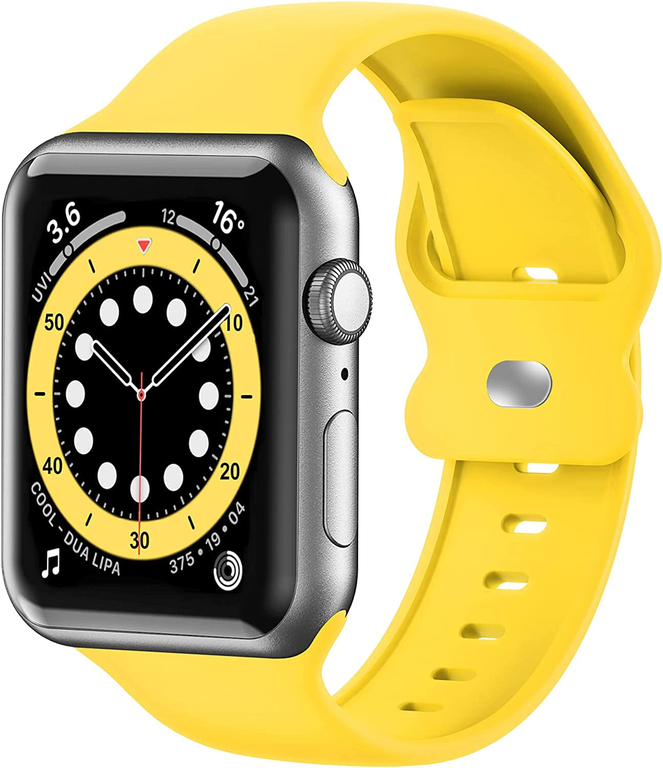 Upgrade Bands Compatible with Apple Watch Band 42Mm 44Mm 45Mm for Women Men-Soft Silicone Replacement Sport Watch Strap for Iwatch SE Series 7 6 5 4 3 2 1-Wristband  Gleiven Yellow 42 mm/44 mm/45 mm 