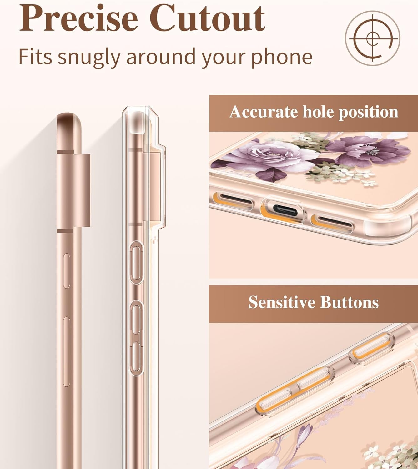 GVIEWIN Compatible with Google Pixel 8 Case with 2X Screen Protector, Clear Floral Slim Shockproof Protective Hard PC+TPU Bumper Flower Women Phone Case Cover 6.2'' 2023 (Cherry Blossoms/Purple)  GVIEWIN   