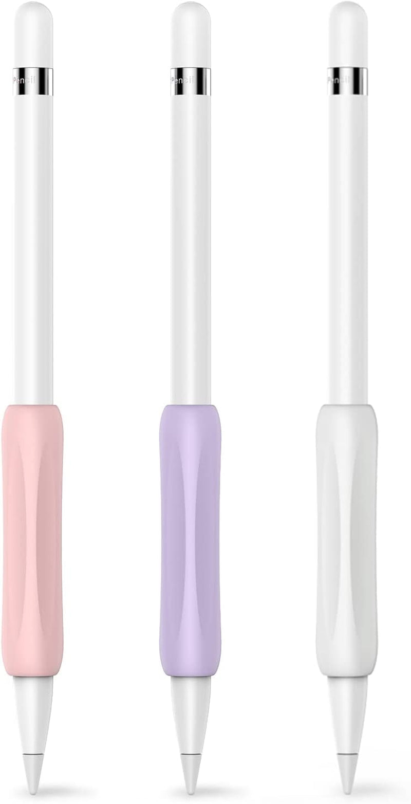 Delidigi Apple Pencil Grip 3 Pack Ergonomic Stylus Grip Silicone Sleeve Accessories Compatible with Apple Pencil 1St and 2Nd Generation (White, Pink, Avocado Green)  Delidigi White, Pink, Lavender  