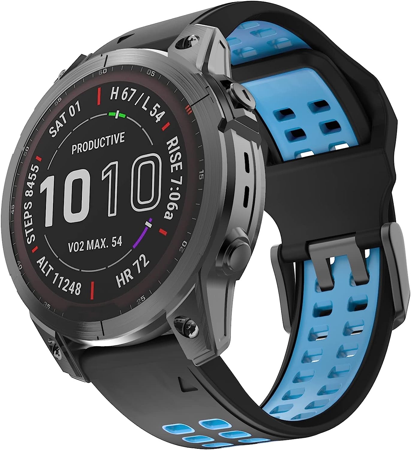 Isabake Compatible with Fenix 7 Band 22Mm Easy-Fit Silicone Watch Strap Replacement for Fenix 5/Fenix 5 Plus/Fenix 6/Fenix 6 Pro/ Forerunner 935/Forerunner 945/Approach S60/Quatix 5  Isabake Black-Blue 22MM 