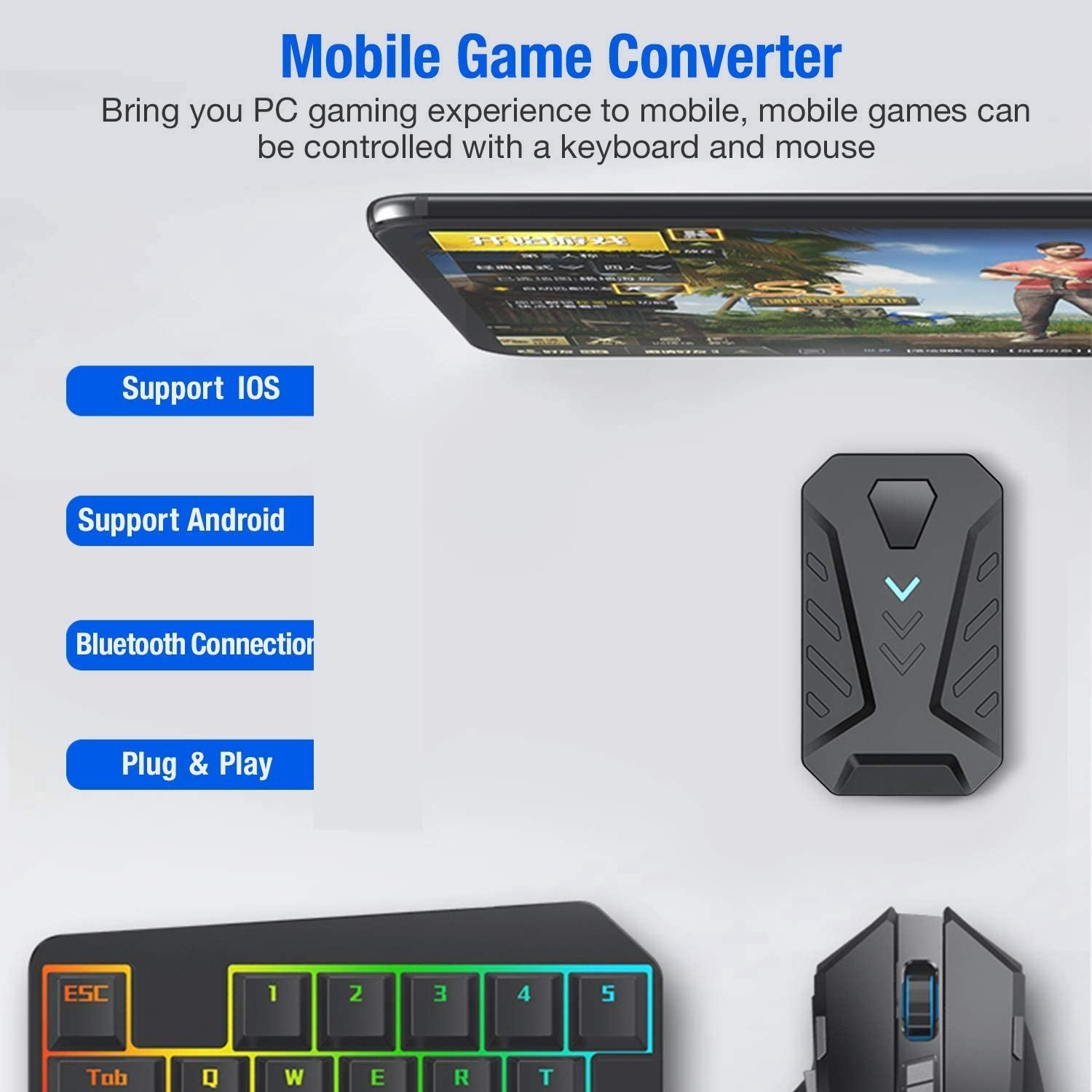 Etase 3 in 1 Gaming Keyboard Mouse Converter Combo for Smartphone PC PUBG Mobile Game Accessories  Katigan   