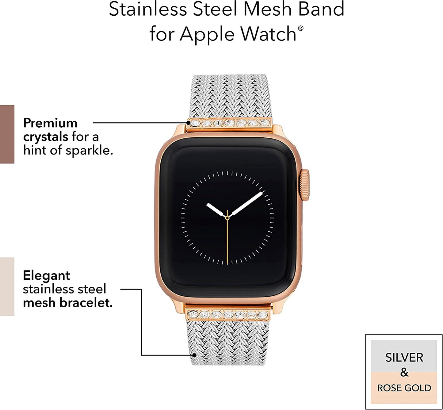 Anne Klein Mesh Fashion Band for Apple Watch, Secure, Adjustable, Apple Watch Replacement Band, Fits Most Wrists  Anne Klein   