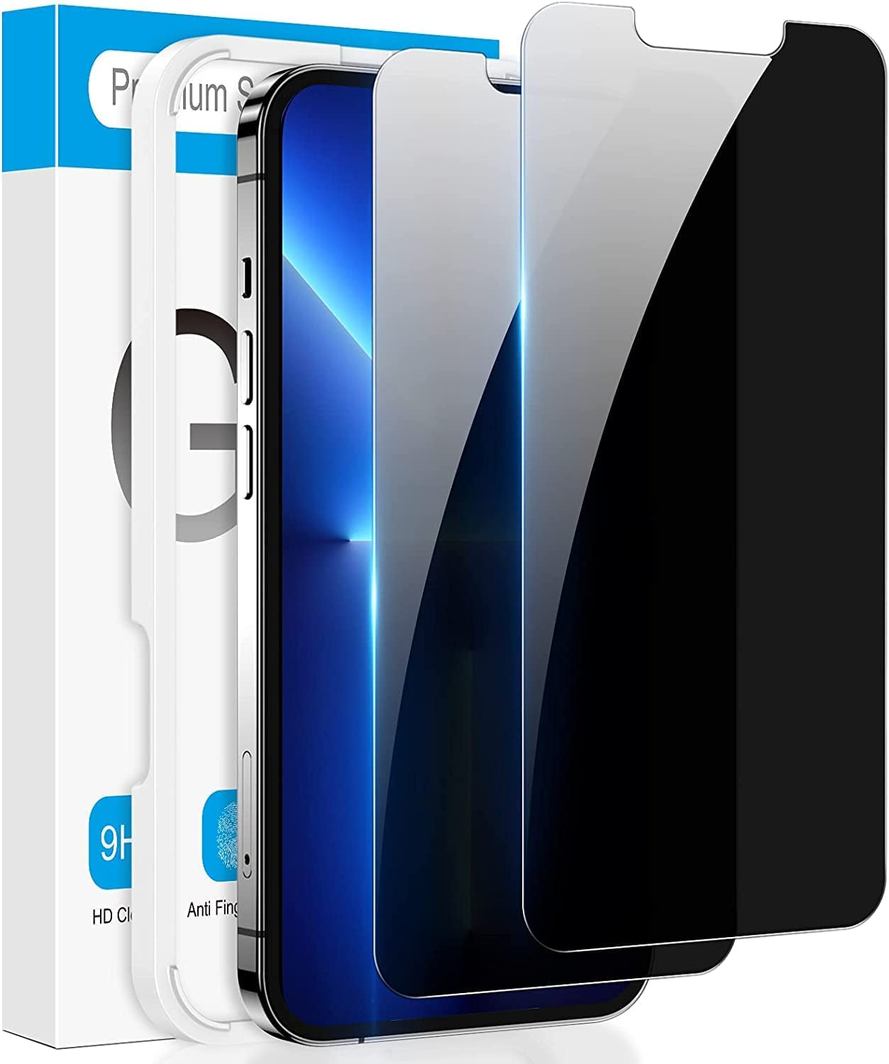 Fotbor [3+3 Pack] Iphone 13 Pro Max Privacy Screen Protector with Camera Lens Protector, anti Spy Private Full Coverage Bubble Free 9H Hardness Tempered Glass Film 6.7 Inch with Easy Installation Kit (Black)  Fotbor Black iPhone 13 pro max - 6.7 inch 