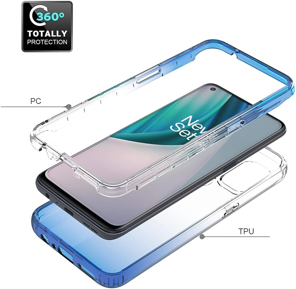 Vavies Compatible with Oneplus Nord N10 5G Case, Oneplus Nord N10 5G Phone Case for Girls Women, Full Body Shockproof Clear Soft Flexible TPU Protective Cover Cases for Oneplus Nord N10 5G (Blue)  Vavies   