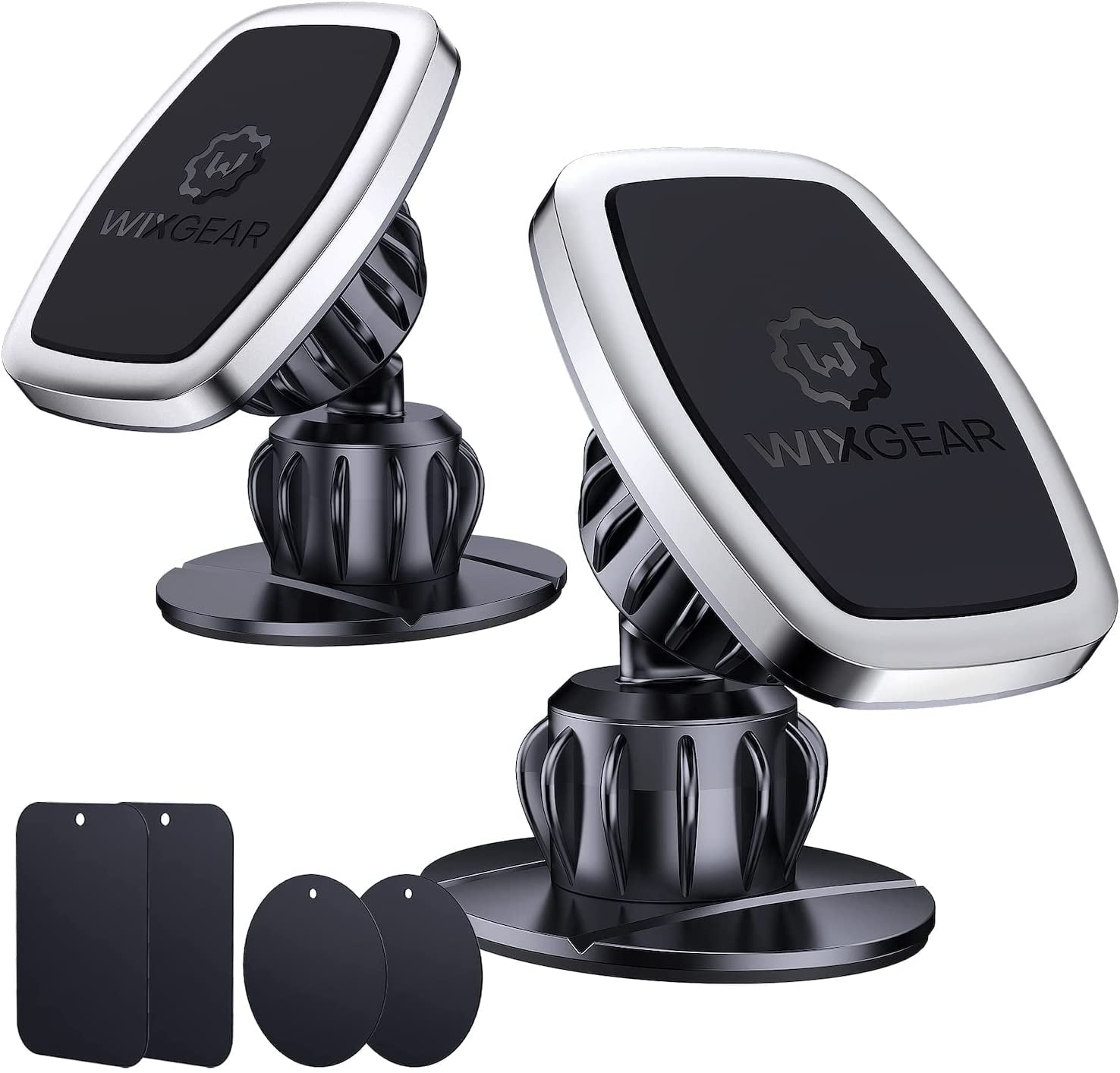 Wixgear Universal Stick on Swivel Mount (2 Pack) Dashboard Magnetic Phone Holder for Car, Phone Mount for Car for Cell Phones and Mini Tablets with Fast Swift-Snap (New Upgraded Mount)  WixGear   
