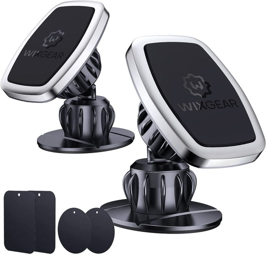 Wixgear Universal Stick on Swivel Mount (2 Pack) Dashboard Magnetic Phone Holder for Car, Phone Mount for Car for Cell Phones and Mini Tablets with Fast Swift-Snap (New Upgraded Mount)  WixGear   