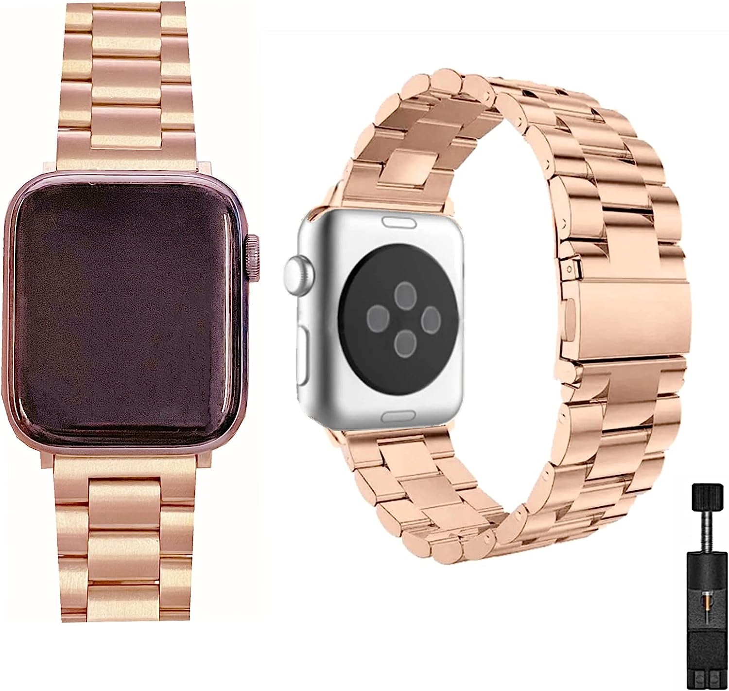 Sappheiros Compatible with Apple Watch Band 42Mm 44Mm 40Mm 38Mm Solid Stainless Steel Wristband Replacement for Iwatch Strap Series 6/5/4/3/2/1/SE for Men and Women  Sappheiros Rose Gold 42mm/44mm 