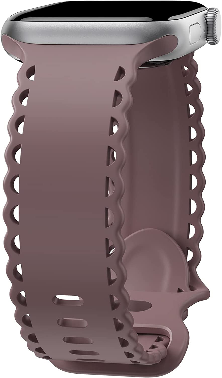 Upfurmach Compatible with Apple Watch Band 41Mm 40Mm 38Mm 49Mm 45Mm 44Mm 42Mm Women Girl, Rose Floral Print Lace Hollow-Out Soft Silicone Sport Bands for Iwatch Ultra SE Series 8 7 6 5 4 3 2 1, Rosb-38  UpfurMach E-Smoke Purple 41mm/40mm/38mm 