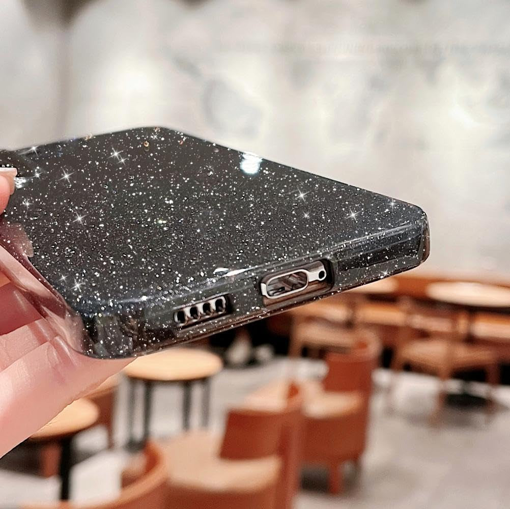 MINSCOSE Compatible with for Samsung Galaxy S22 plus Case,Cute Neon Bright Color,Glitter Bling Thin Slim Shockproof Silicone Sparkly Case, Soft TPU Phone Case for Women Girl-Black  MINSCOSE   
