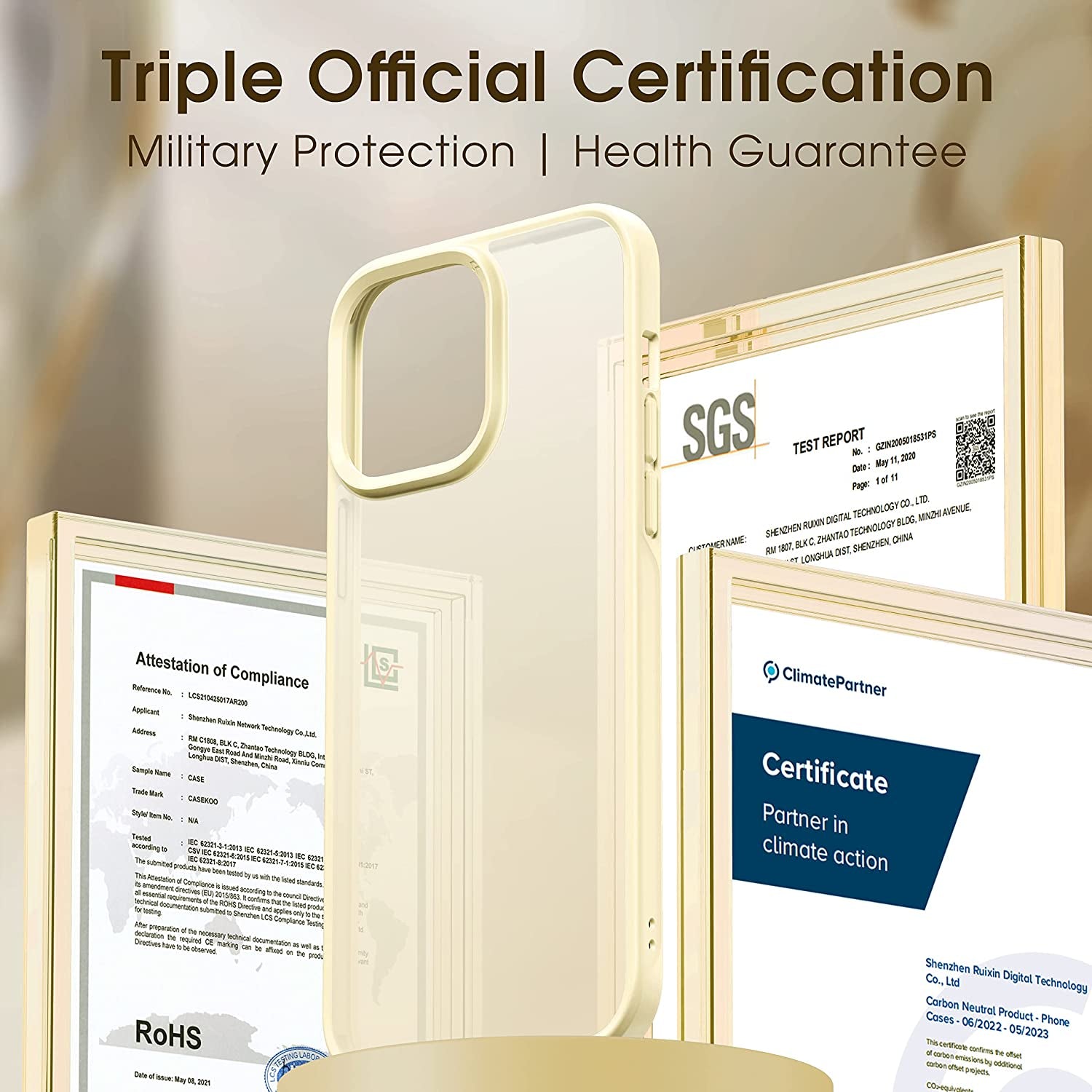 CASEKOO [SGS Tested] Newly Matte Beige Iphone 14 Pro Case [10FT Mil-Grade Protection] Anti-Fingerprints & Anti-Scratch Durable Translucent Back Anti-Slip Frame Iphone 14 Pro Phone Case, Beige  CASEKOO   