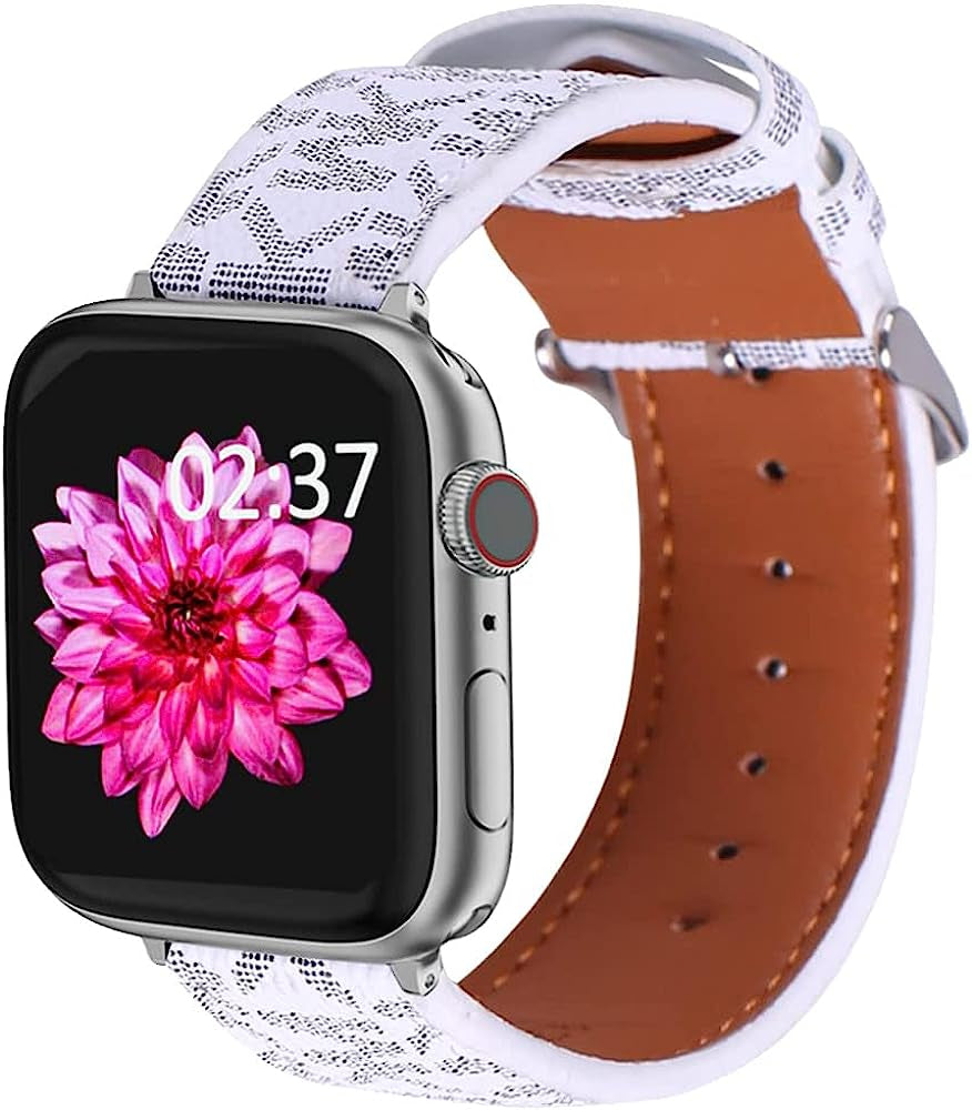 Designer Luxury Watch Band Compatible with Apple Watch 45Mm 44Mm 42Mm 41Mm 40Mm 38Mm, Soft Leather Replacement Strap Compatible with Iwatch Series 8/7/6/5/4/3/2/1/SE2/SE for Women Men  GIFUNA   