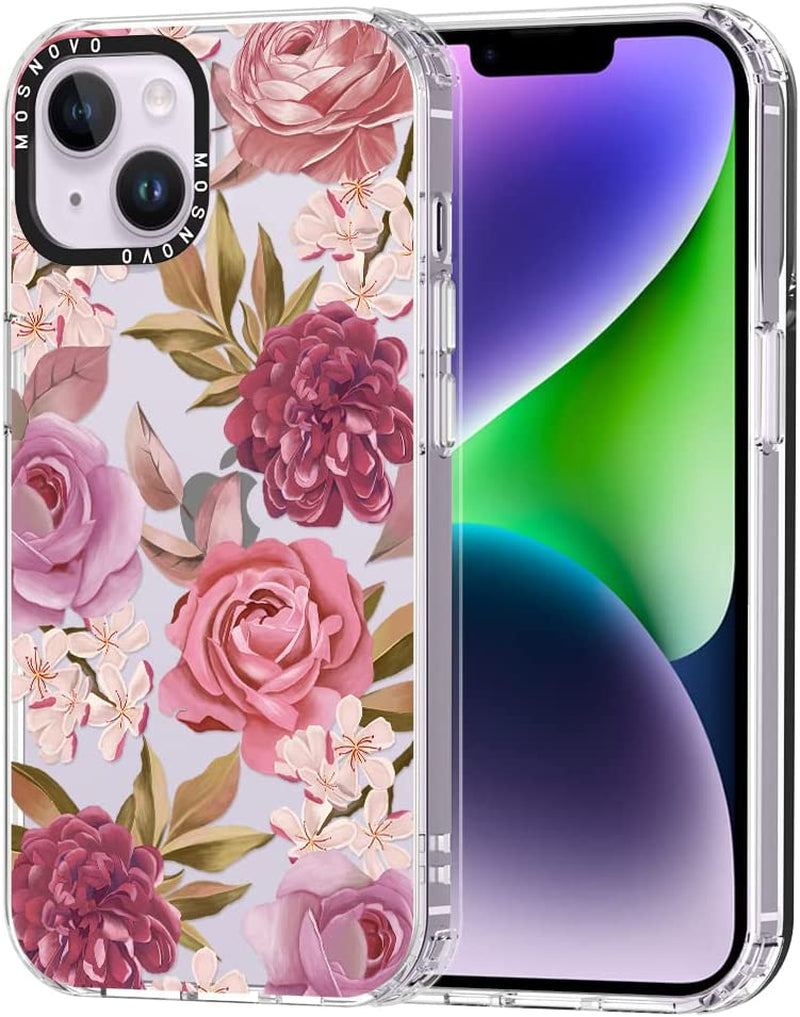 MOSNOVO Compatible with Iphone 14 Case, [Buffertech 6.6 Ft Drop Impact] [Anti Peel off Tech] Clear TPU Bumper Phone Case Cover with Cute Black Cat in Garden Designed for Iphone 14 6.1"  MOSNOVO Bloosom  