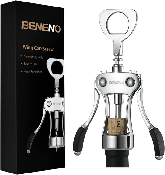 Wine Opener, Zinc Alloy Premium Wing Corkscrew Wine Bottle Opener with Multifunctional Bottles Opener, Upgrade  Beneno   
