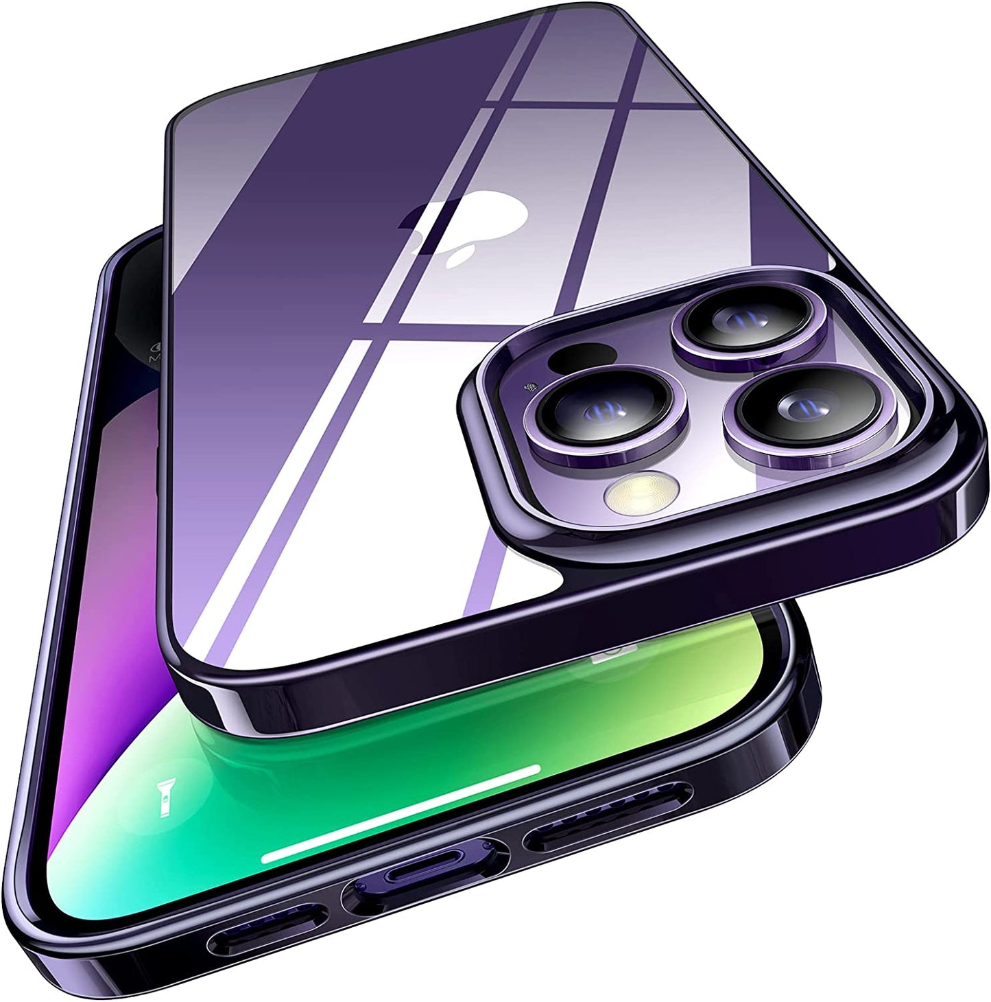 TORRAS Crystal Clear Designed for Iphone 14 Pro Case, Ultra-Thin [Non-Yellowing] [Military Protective Absorber] Slim Fit Soft Silicone TPU Cover for Iphone 14 Pro Phone Case 6.1 Inch, Dark Purple  TORRAS   