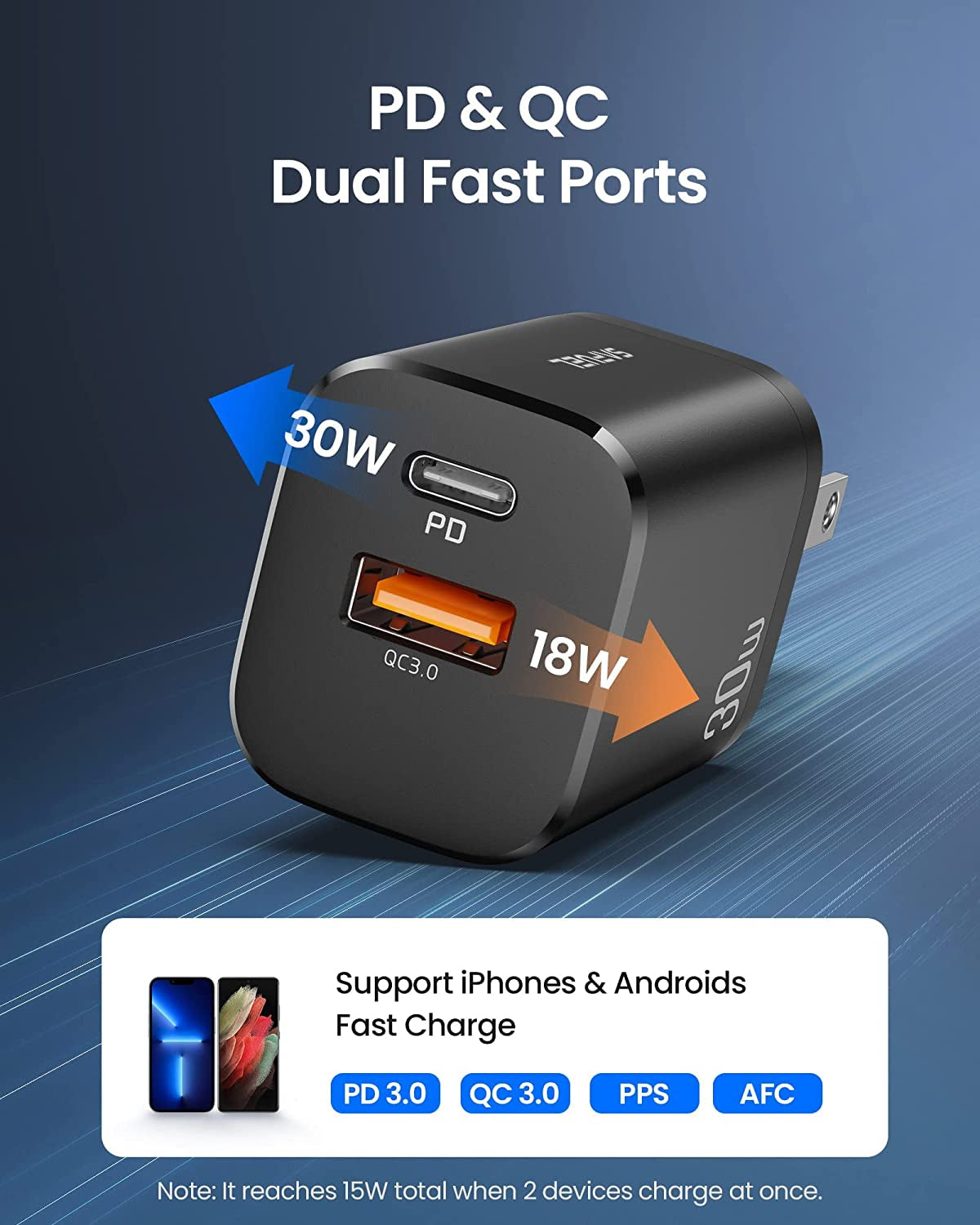 USB C Charger, SAFUEL 30W PD QC 3.0 Fast Charging 2 Ports Wall Charger [USB C+USB A], Quick Charge Power Adapter for Iphone 14 13 12 11 Pro Samsung S21 S20 Note 20 Ipad Mini Google LG Tablets Airpods  Dongguan Lavana Technology Co., Ltd.   