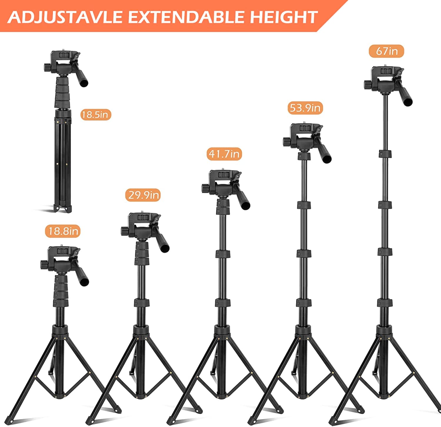 Aureday 67" Phone Tripod&Camera Stand, Selfie Stick Tripod with Remote and Phone Holder, Perfect for Selfies/Video Recording/Vlogging/Live Streaming  Aureday   
