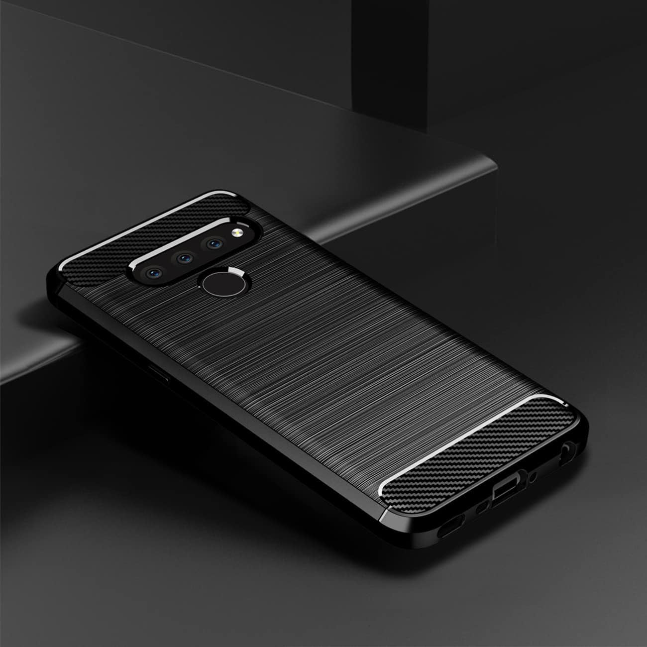 KOARWVC Phone Case for LG V40 Thinq Case, LG V40 V405 LM-V405 LM-V409N Case Carbon Fiber Shockproof Rugged Shield Anti-Scratch Soft TPU Back Cover Cases for LG V40 Thinq/Lg V40 (Black)  KOARWVC   