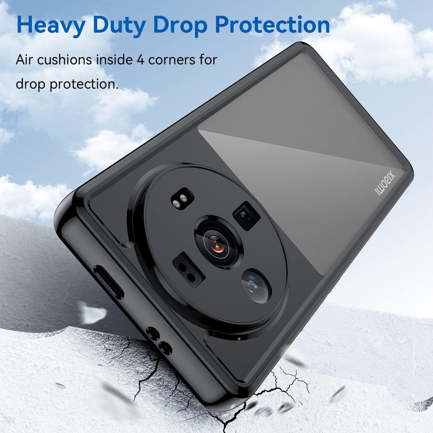 DFTCVBN Phone Case for Xiaomi 12S Ultra Case, 2203121C Case with HD Screen Protector, Soft Bumper with Clear Crystal PC Hard Back Shockproof Cover Cases for Xiaomi 12S Ultra 5G Black  DFTCVBN   