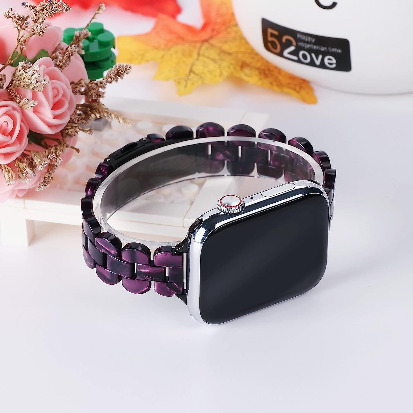 BEIZIYE Resin Bands Compatible with Apple Watch Ultra Band 49Mm 45Mm 44Mm 42Mm 41Mm 40Mm 38Mm Women, Thin Light Slim Resin Strap Bracelet Wristband Is for Iwatch Ultra Series 8 7 6 5 4 3 2 1 SE  BEIZIYE   