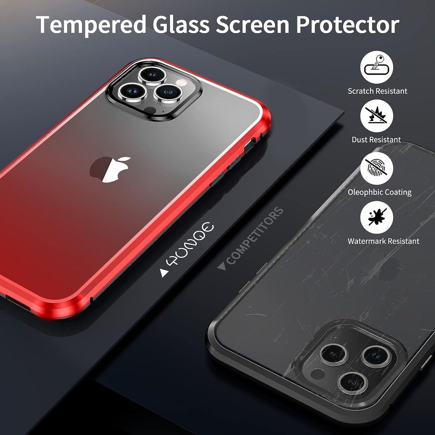 YUNQE Privacy Magnetic Case for Iphone 12 Pro Max, Double Sided Magnet Adsorption Cover with Anti-Peep Screen Protector and Camera Lens Full Body Protective for Iphone 12 Pro Max, Red  YUNQE   